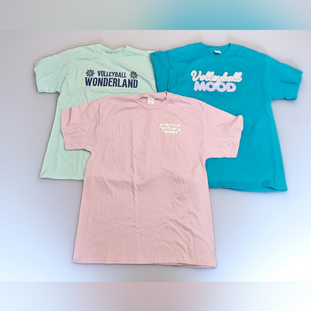 Volleyball Graphic T-Shirts - Pink, Mint, Teal